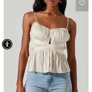 Astr Cream Ruched Peplum Camisole